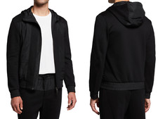 CANALI Black Edition Tonal Hooded Hi-Tech Jacket Jersey Zip Hoodie Jacket Blouson