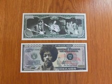 JIMI HENDRIX $1 MILLION DOLLAR BILL PLAY MONEY NOT REAL FUN NOVELITY ITEM NEW.
