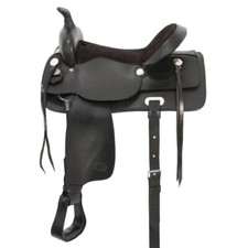 Western Trail Saddle - Leather - 15" or 16" - Black or Dark Oil
