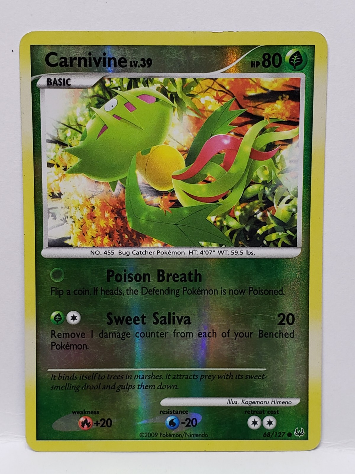 Carnivine Reverse Holo 68/127 Platinum 2009 Nintendo Pokemon Card LP-EXC