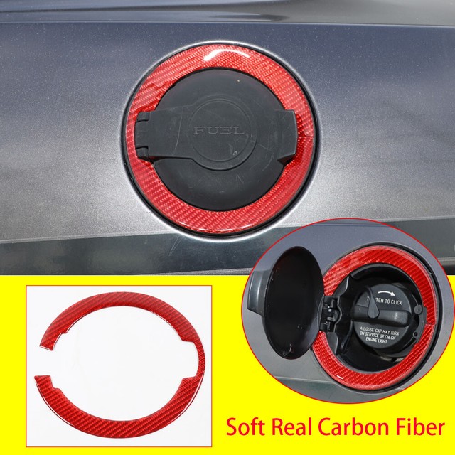 Red Carbon Fiber Fuel Tank Door Gas Filler Cap Trim For Dodge