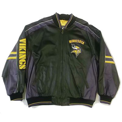 VIKINGS レザージャケット mens-jh-design-black-minnesota