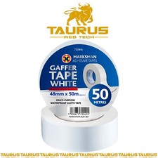MARKSMAN DUCT TAPE Waterproof GAFFER Cloth 2" 48MM x 50M BLACK WHITE SILVER UK