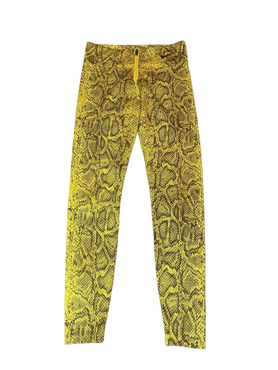 nike yellow python leggings