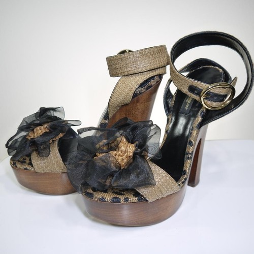 Dolce & Gabbana Women 6.0US Wedge Sandals Heels Height 14cm Luxury Elegant Sleek - Picture 4 of 10