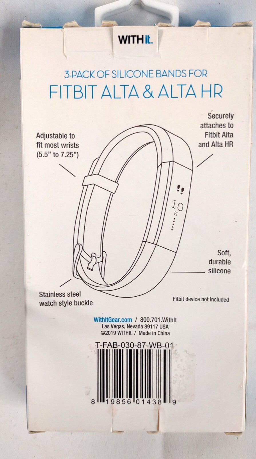 WITHit Band Kit for Fitbit™ Alta and Alta HR (3-Pack) Gray Navy Pink | eBay