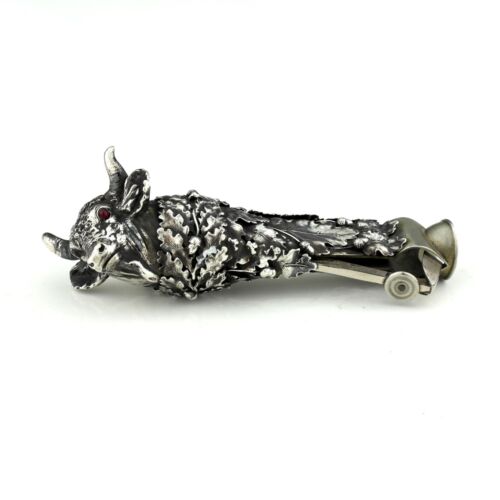 Antique Austrian Solid Sterling Silver Cigar Cutter - Bull - Approx. 1900 - Picture 7 of 15