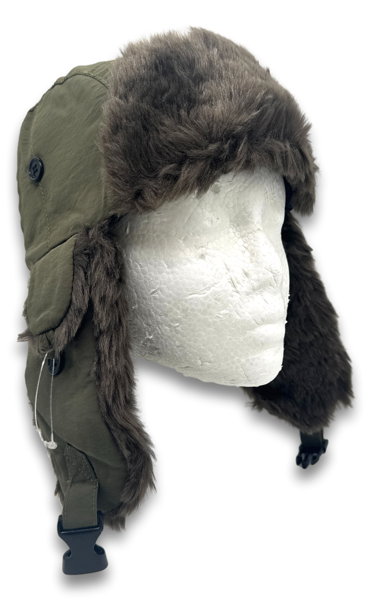 Vintage 90s Olive Faux Leather Aviator Trapper Hat Green Men main image 2