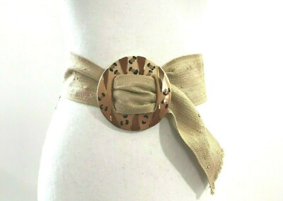 Calderon Women's Belt XS-S Brown Porcelain Round Buckle Classic C 80's Wide