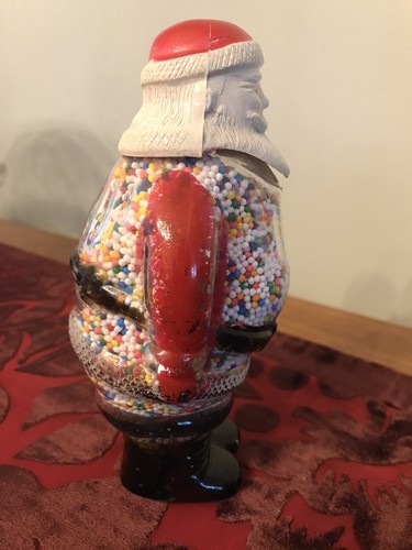 Vintage 1940’s J. H. Millstein Glass Santa Claus Candy Jar With Candy Christmas - Picture 6 of 10