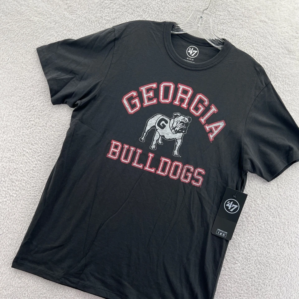 Georgia Bulldogs Shirt Medium Mens '47 Brand NCAA College Black Cotton Tee B New - Image 2 of 4