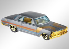 NEW Hot Wheels '63 Chevy II 5 Satin and Chrome 5/6 - 2019 51st Anniversary Nice