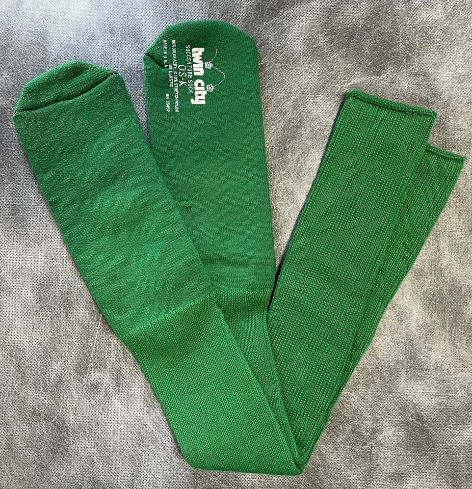 Calcetines de tubo de fútbol Twin City OS-K verdes vintage hechos en EE. UU. Foto 4 de 4