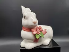 Fitz and Floyd Christmas Bunny Tealight Holder with Red Scarf 1984 Vintage