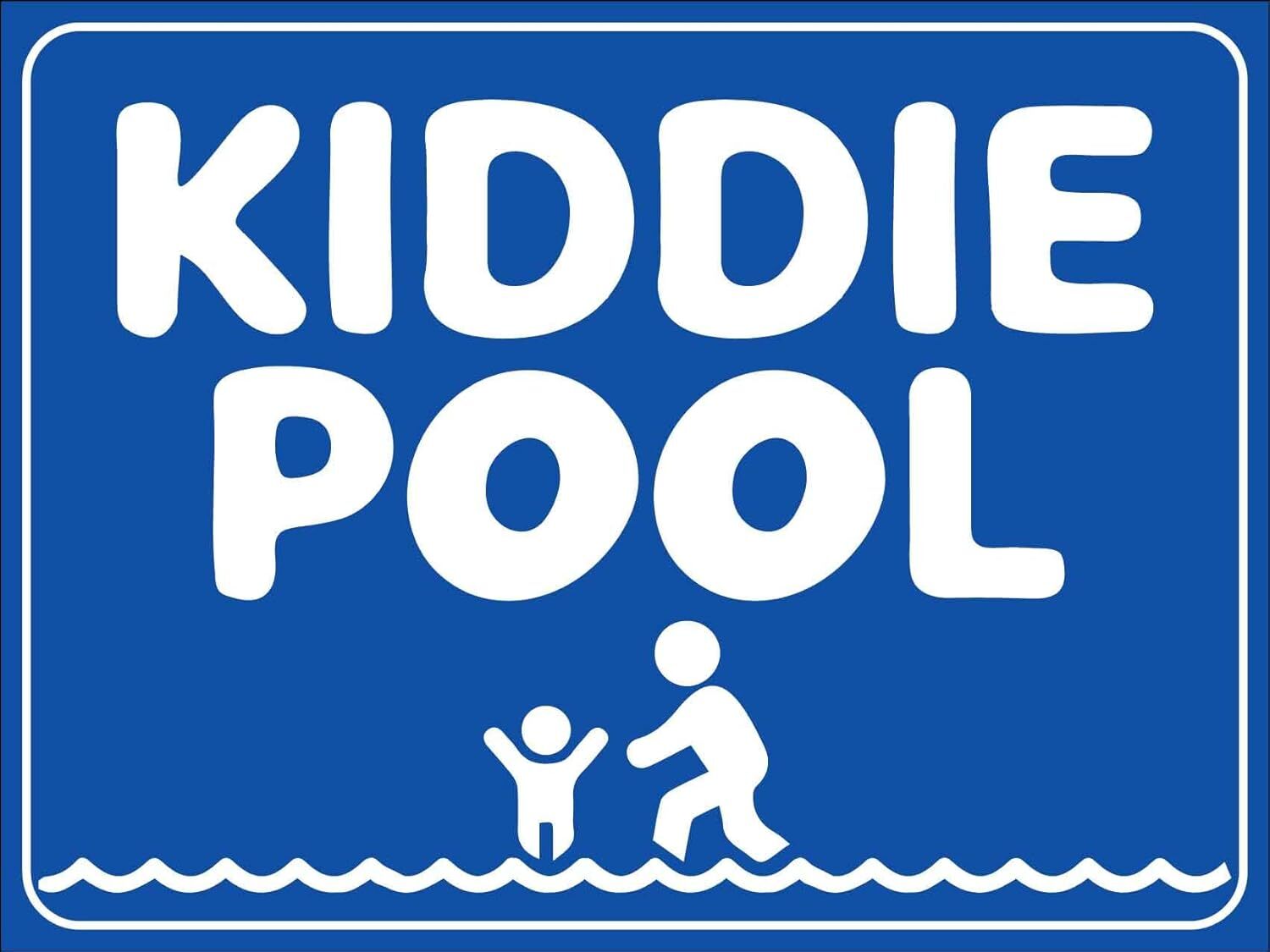 Kiddie Pool Warning Sign 8x12 Inch Metal Tin Caution Swimming Pool Safety Sign