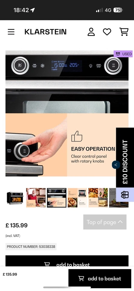 Freidora de aire caliente Klaristein AeroVital Jumbo 3 en 1 Foto 4 de 4