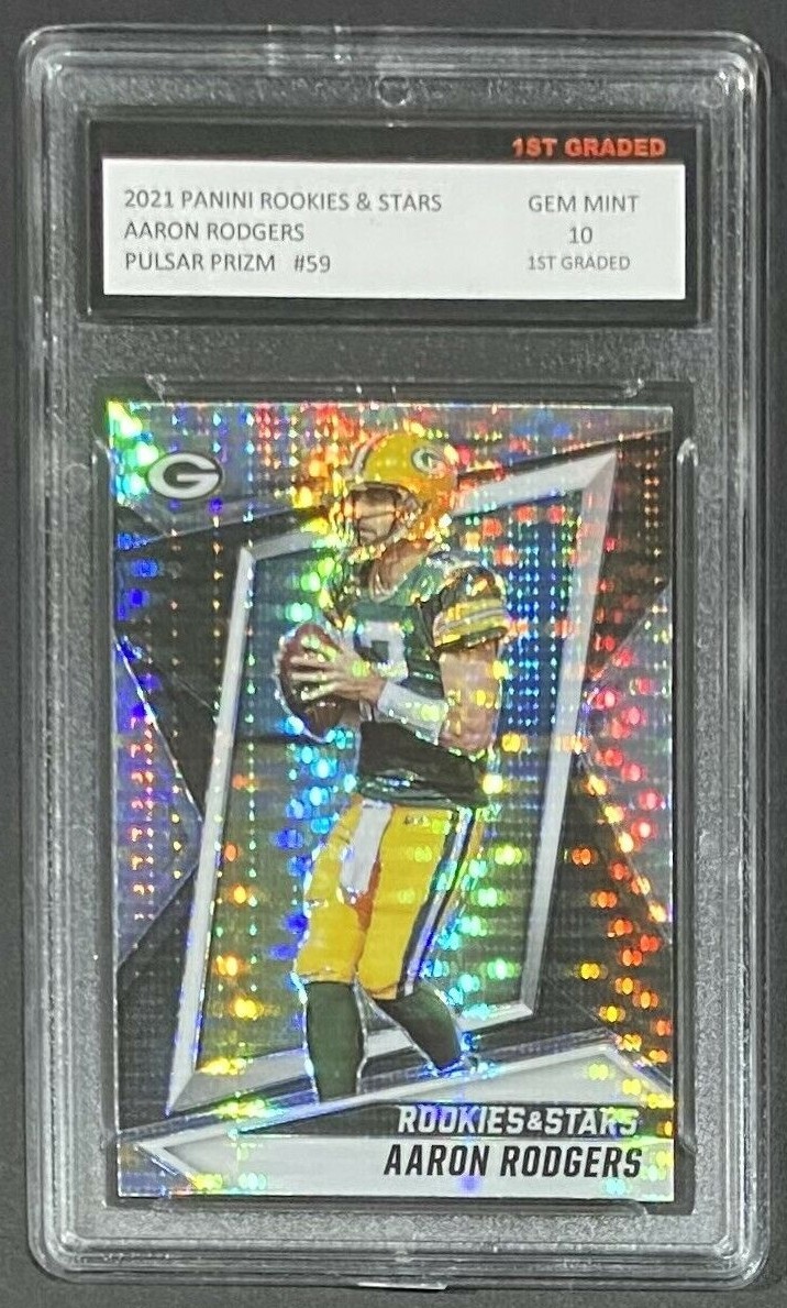 2021 ROOKIES & STARS AARON RODGERS 1ST GRADED 10 PULSAR PRIZM