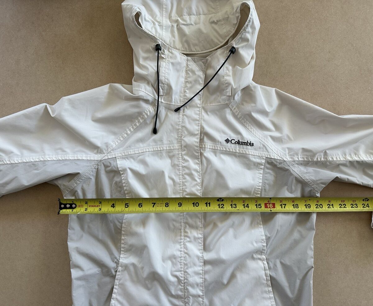 Women's Columbia Omni-Tech Cream Rain Jacket with Hood Full Women's Columbia Omni-Tech Cream Rain Jacket with Hood Full