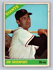 1966 Topps Jim Davenport San Francisco Giants Card #176 *Poor* -C4