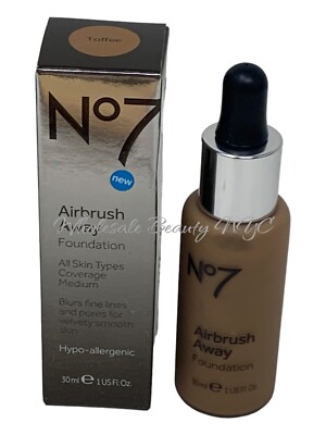 No7 Airbrush Away Foundation All Skin Types TOFFEE 1 Oz/30 ml - New in Box