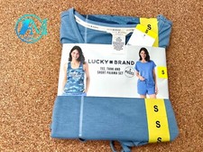 Lucky Brand Women  s Shorts Tee Tank Blue Set New Comfort Stretch 3 Pieces Sz S