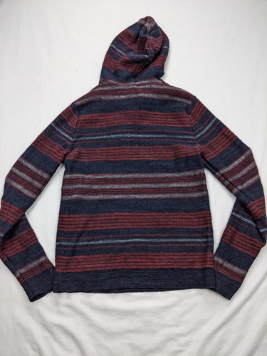 Lucky Brand True Indigo Mens S Red Blue Stripe Hoodie Drug Rug Baja Pullover - Picture 6 of 9