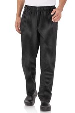 Chef Works Men's Designer Baggy Chef Pants X-Large Black W/ Wht Pinstripe