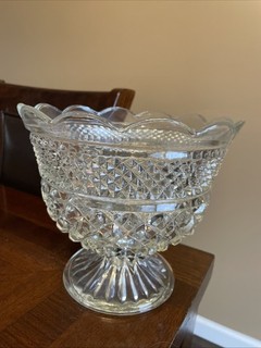 Vintage Anchor Hocking Wexford Glass Centerpiece Serving Fruit Punch Footed Bowl