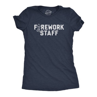 Womens Firework Staff T Shirt Funny 4th Of July Independence Day Graphic Tee