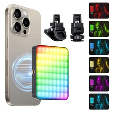 136 LED RGB Magnetic Selfie Light, Portable 360° Full Color RGB Video Light C...