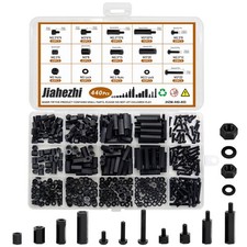 Jiahezhi 440 PCS Nylon Hex Standoffs & Screws Kit, M2.5 & M3 & M3, White