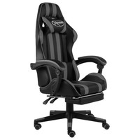 Vidaxl Gaming-Stuhl Mit FußStüTze Schwarz Und Grau Kunstleder Neu
