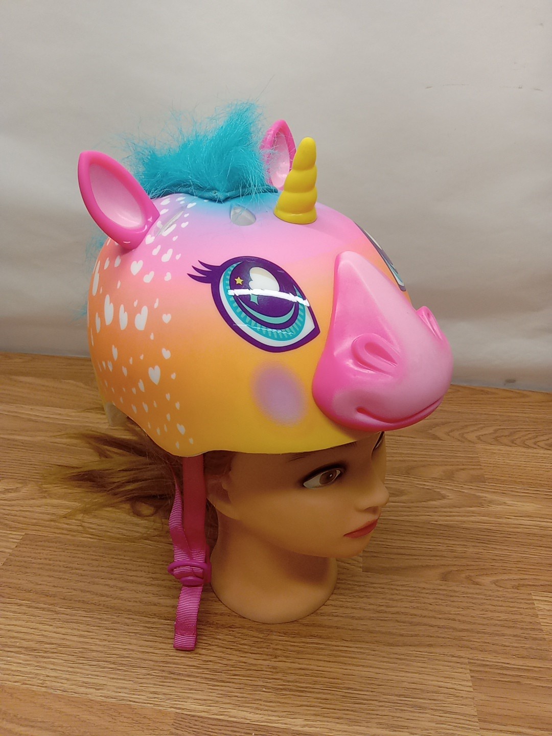 Raskullz Bike Helmet Super Rainbow Unicorn Colors Blue Hair 