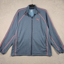PUMA Track Jacket Mens Extra Large XL Gray Pink Warm Cell Full Zip Running Walk