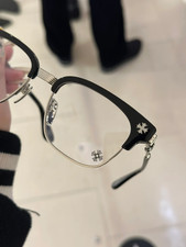 Chrome Hearts Classic Cross-Flower Engraved Black-Frame Sunglasses 5720-146