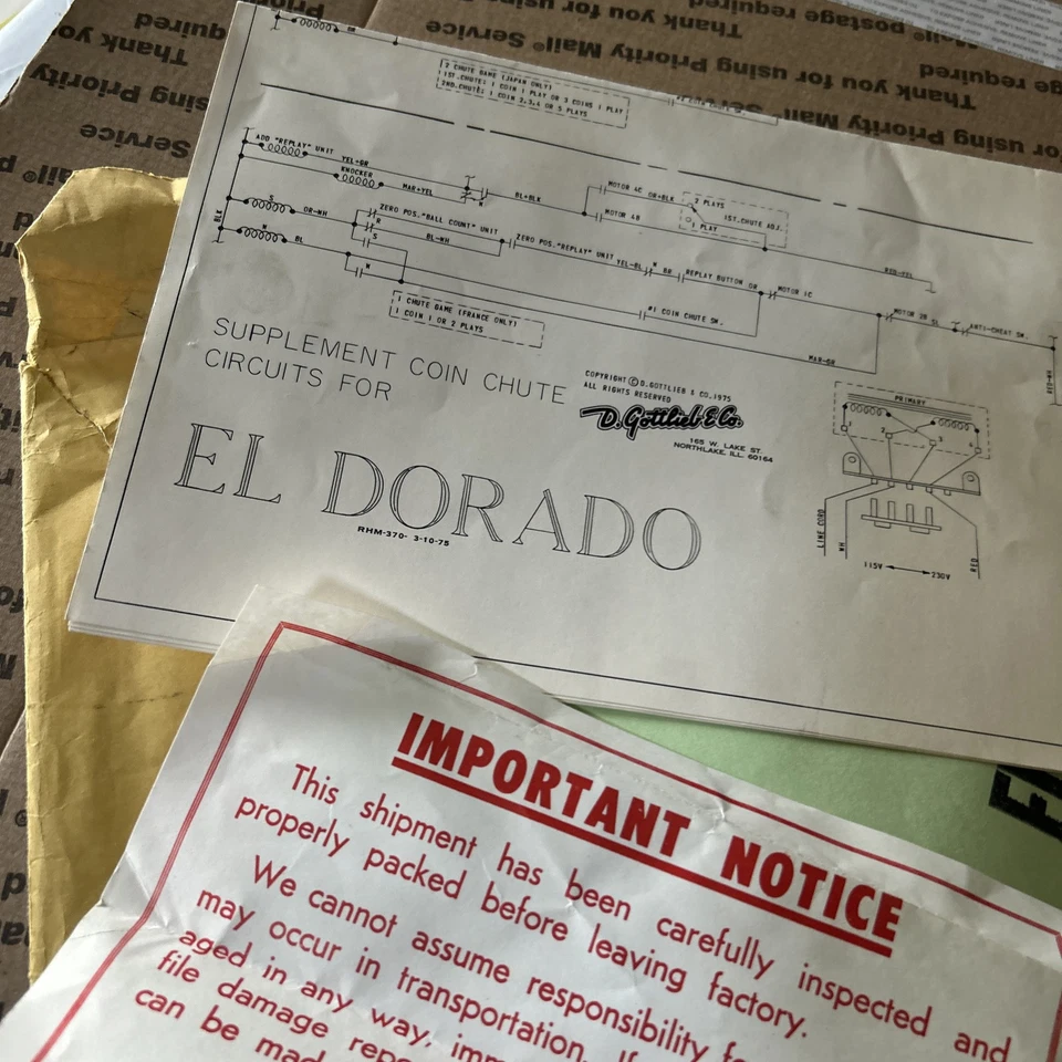 original Factory El Dorado GOTTLIEB Schematics Pinball arcade game manual - Image 2 of 4
