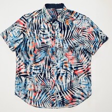 NWOT ROBERT Graham Mens SS Button Shirt-L-Classic Fit-Colorful Palms Tapestry