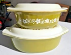 2 Dishes & 2 Covers Vintage Pyrex Crazy Daisy Spring Blossom Casserole Dish Set