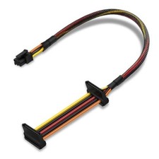 SATA Power Cable, Right-Angle SATA 15 Pin x2 to Mini 6 Pin ATX Adapter for