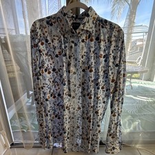 OLYMP Level Five Body Fit Floral 100 Cotton Men's Dress Shirt 41/16 White