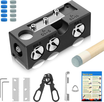11-In-1 Pool Cue Tip Replacement Kit, Cue Tip Shaping Tool, Professional Cue Tip