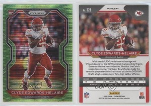 2020 Panini Prizm Neon Green Pulsar Clyde Edwards-Helaire #328 Rookie RC