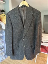 Vintage Daks London Suit Blazer Men Jacket Gray Wool 2 buttons Size 40