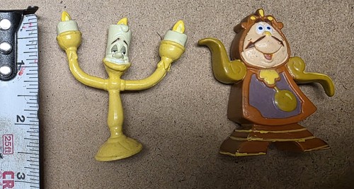 Lot figurines vintage Applause La Belle et la Bête Cogsworth & Lumière 2,5" - Photo 2/4