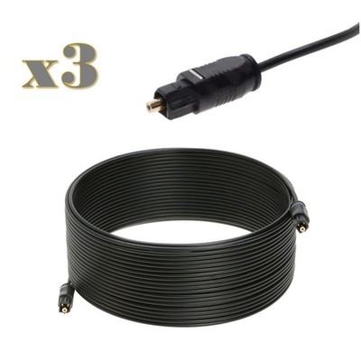 3-Pack - 50FT Toslink Digital Optical Audio Cable SPDIF Fiber Optic Sound Cord
