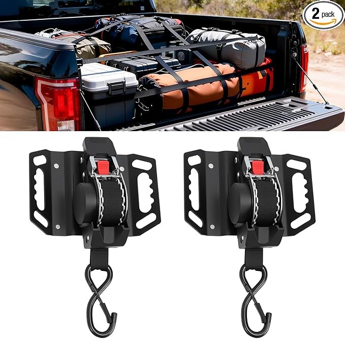 UNIONLUX Retractable Ratchet Straps Heavy Duty Fit for Ford F150, Upgraded 360°