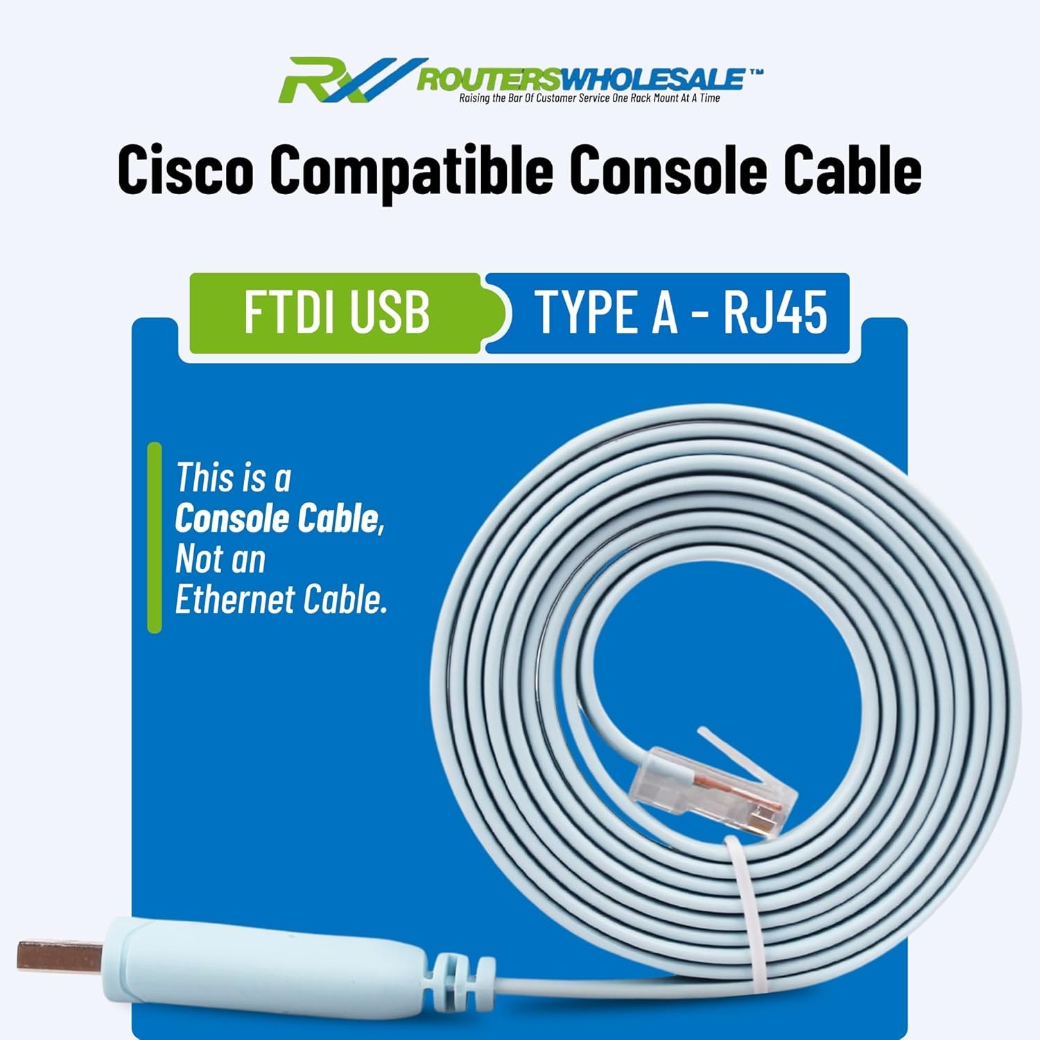 Cisco Compatible Console Cable 6ft, FTDI USB Type-A to RJ45, Cross-Platform... 