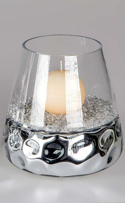 Formano Deko Windlicht aus Glas Dots silber Unterteil - 812148