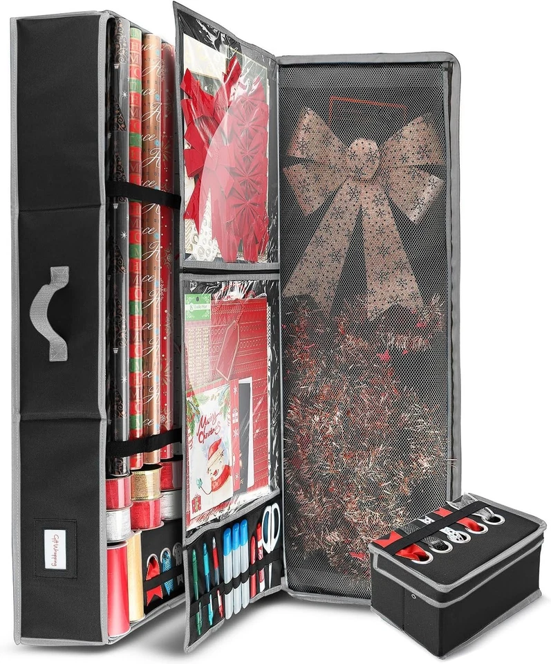 Almacenamiento de papel de envolver duradero con solapa central y bolsillo - elementos esenciales para vacaciones Foto 3 de 4