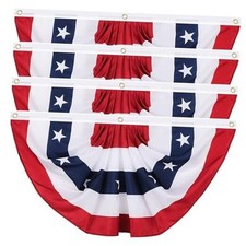 American Pleated Fan Flag, 3 X 6 Ft USA Patriotic Flag Bunting 3x6-4pcs